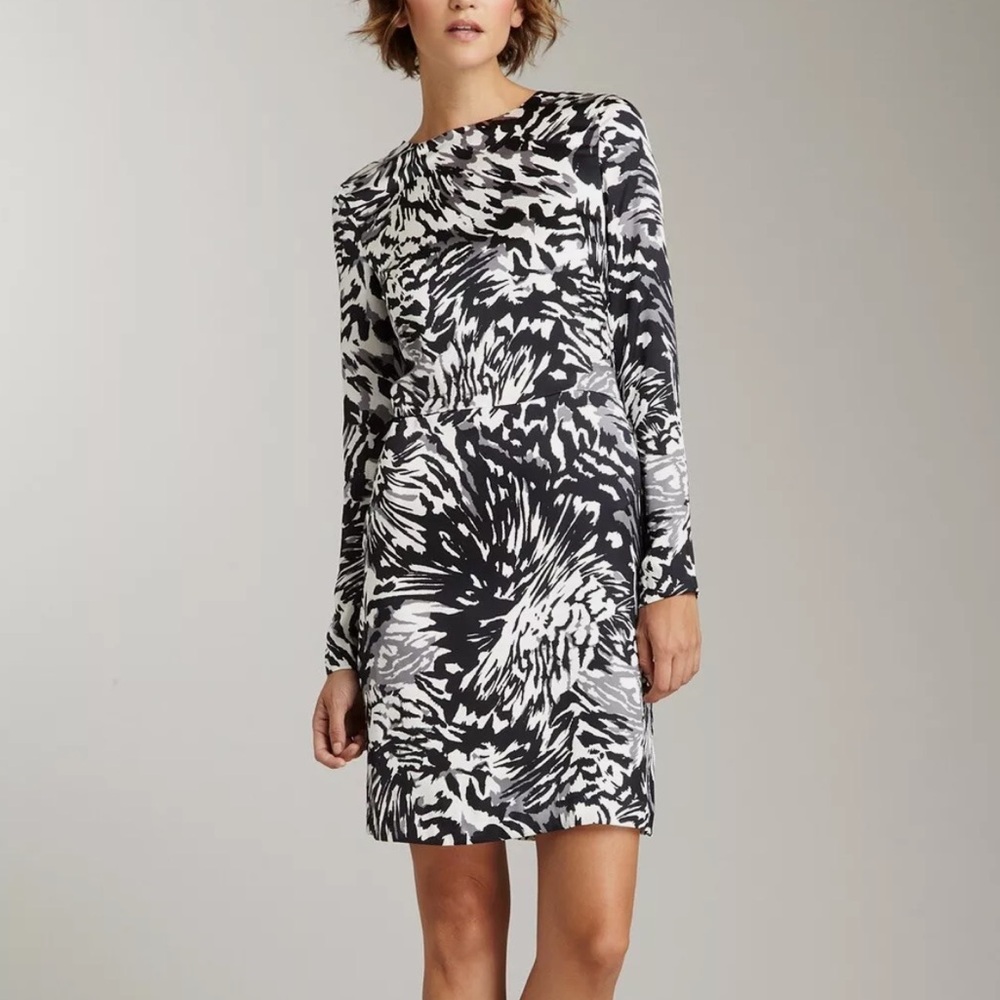 Adam Lippies Long Sleeve Animal Print Print Dress Silk‎ Lined NWT Size 2